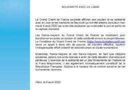 GRAND ORIENT DE FRANCE – SOLIDARITÉ AVEC LE LIBAN