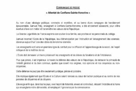 COMMUNIQUE GLMF : « Attentat de Conflans-Sainte-Honorine »
