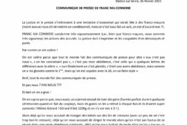 COMMUNIQUE DE PRESSE DE « FRANC MA CONNERIE » sur l’affaire des Hauts-de-Seine