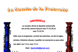 GRATUIT – LA GAZETTE « MAÇONNIQUE » UNIVERSELLE DE LA FRATERNITÉ N°42