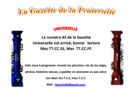 GRATUIT – LA GAZETTE « MAÇONNIQUE » UNIVERSELLE DE LA FRATERNITÉ N°43